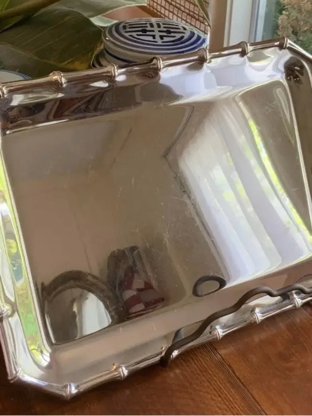 Vintage Farberware Bamboo Stainless 18/10 Steel Tray